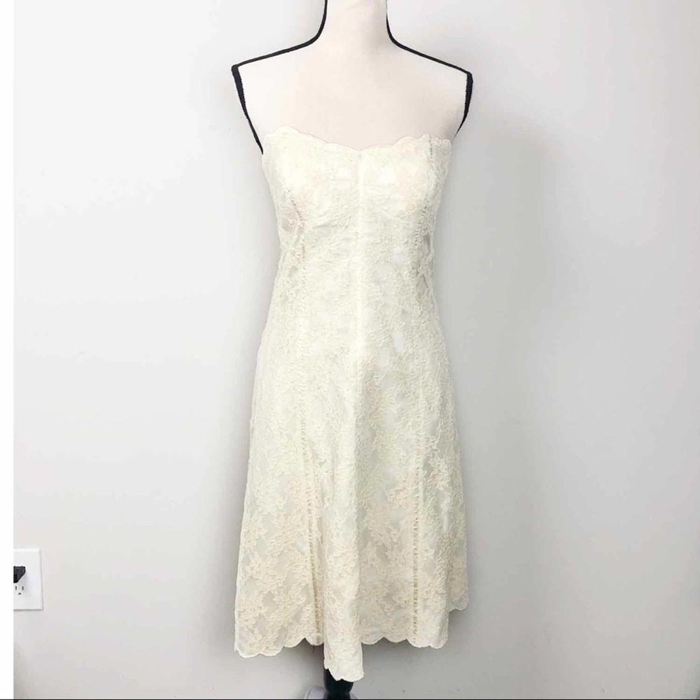 NWT White House Black Market | Lace Strapless Cocktail Dress White Bride 4